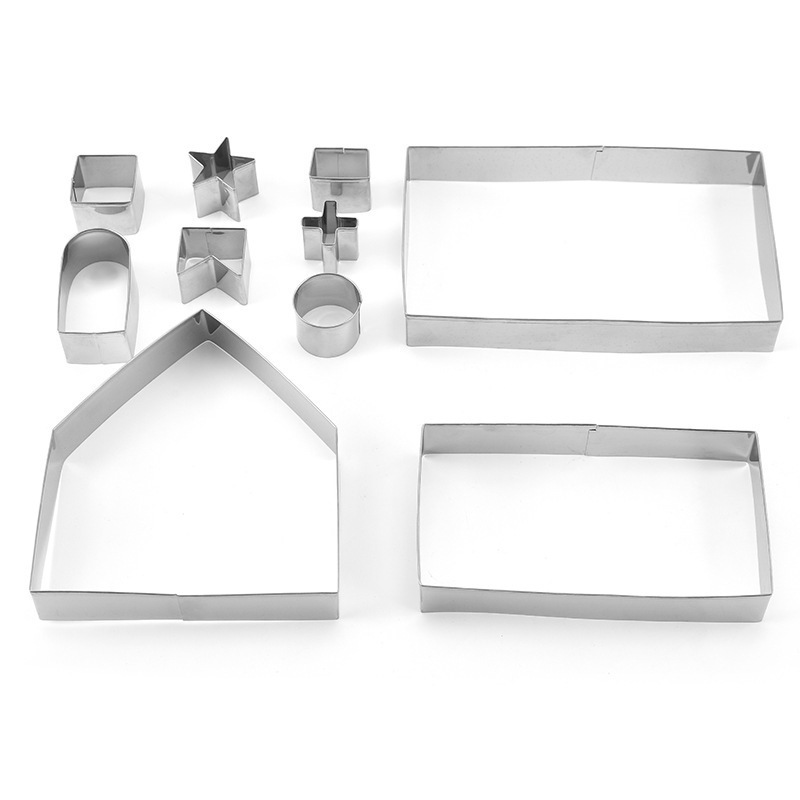 现货10套装圣诞节不锈钢3D立体曲奇饼干模具姜饼屋饼干模烘培模具|ms