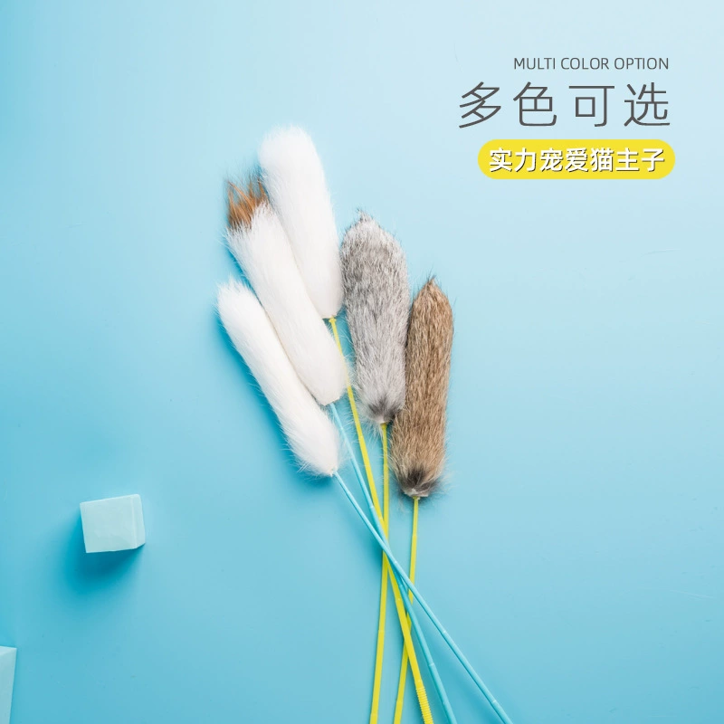 Игрушка для кошек из кроличьего меха, прямые поставки от производителя, для самостоятельных игр, устойчивая к укусам, обогащенная кроличьим мехом, товары для животных.