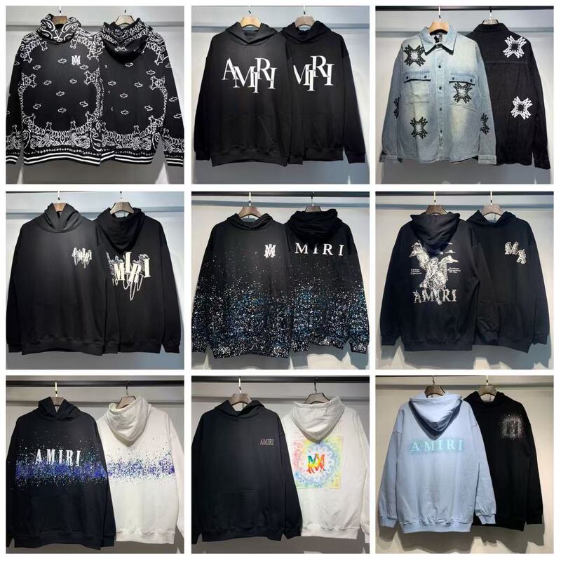 Cross-Border High-Quality Amiri Pure Cotton Terry Correct Version High-Definition Printed Fashion Brand Hooded Sweatshirt Wholesale Cross-Border High-Quality Amiri Pure Cotton Terry Correct Version High-Definition Printed Fashion Brand Hooded Sweatshirt Wholesale