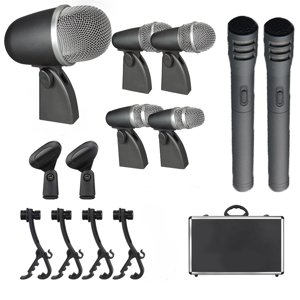 Set de Micrófonos para Batería e Instrumentos, Dinámico, para Grabación, Escenario e Instrumentos Musicales