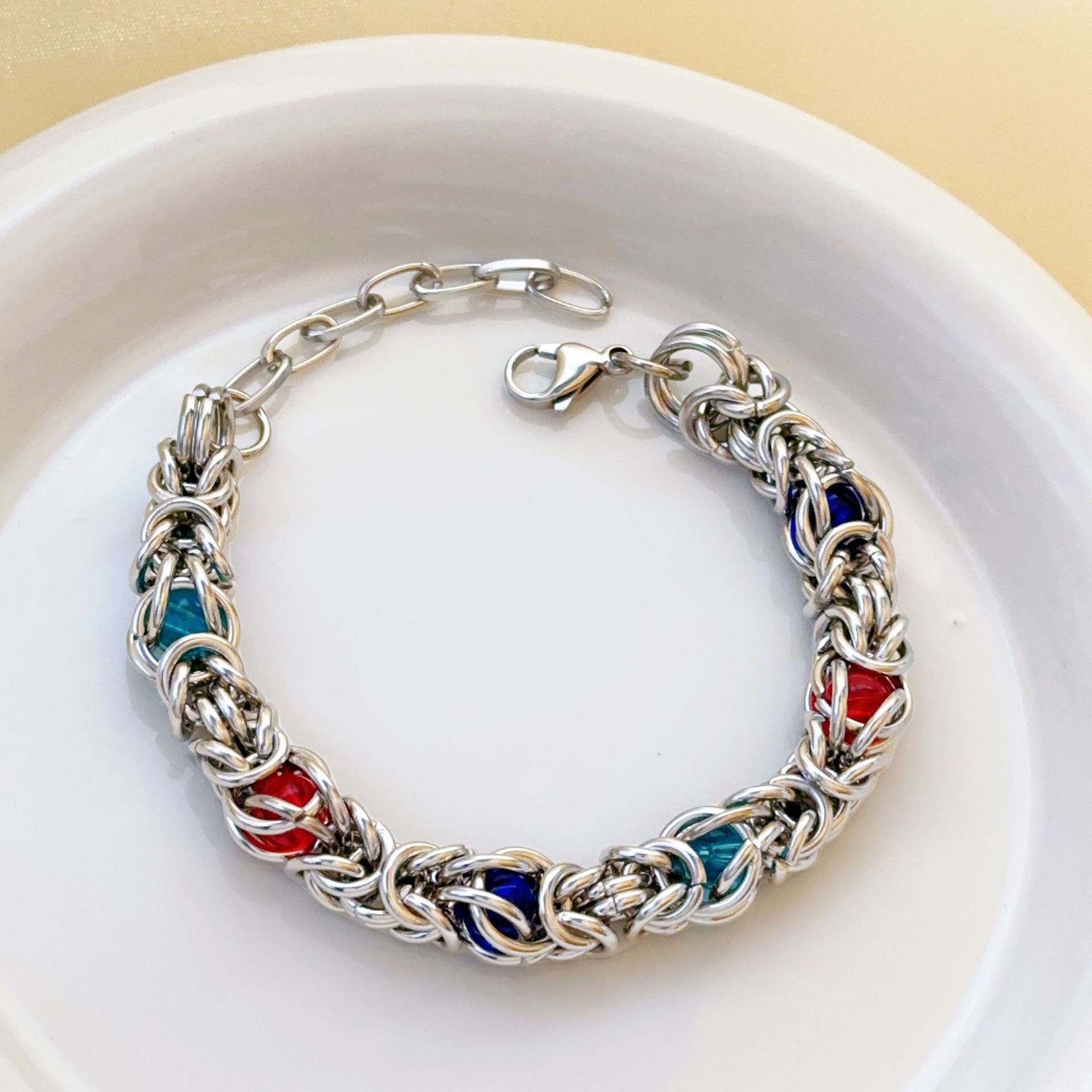 PUNK Klein cuentas azules avanzado sentido del diseño heavy metal Nueva Pulsera de Los Hombres de moda de las mujeres hip hop PUNK motocicleta Accesorios