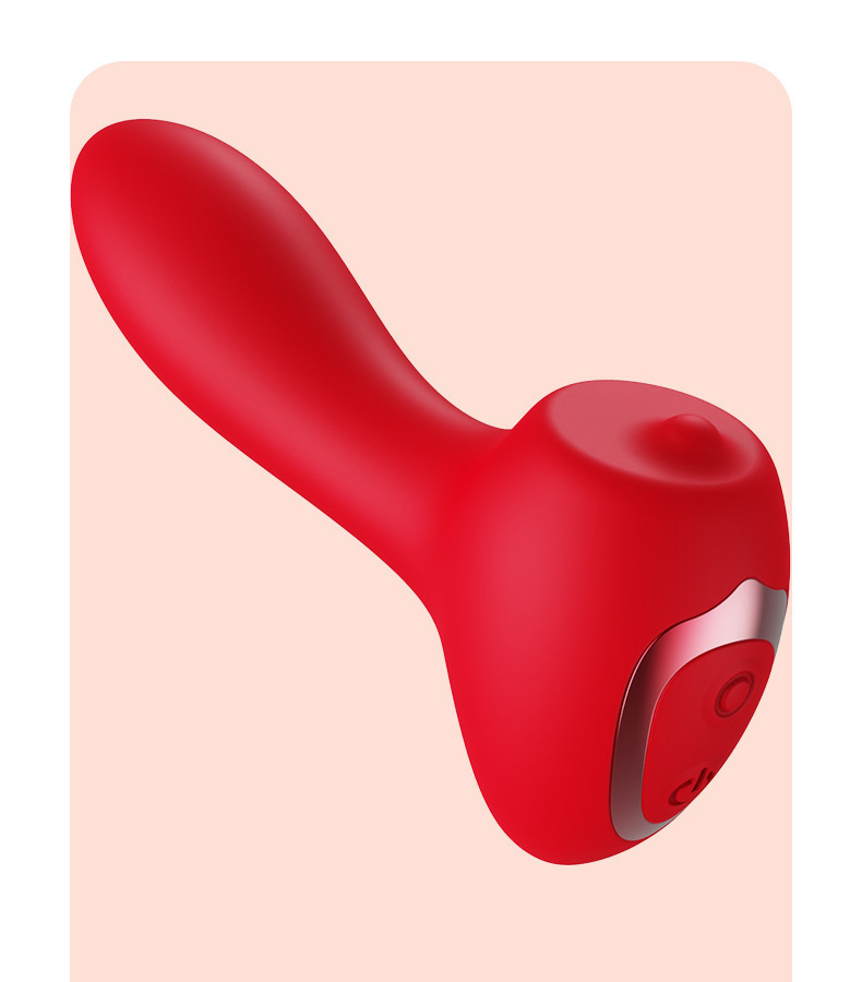 Rechargeable 10-Frequency Rose Vibrator with Bead Rotation, 3-in-1 Anal Plug & Prostate Massager, Red Silicone — detail image 16