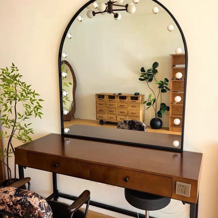 Photo Studio Professional Makeup Table with Lights, High-End Beauty Salon Dressing Table, Wedding Dress Shop Makeup Studio, Professional Dressing Table