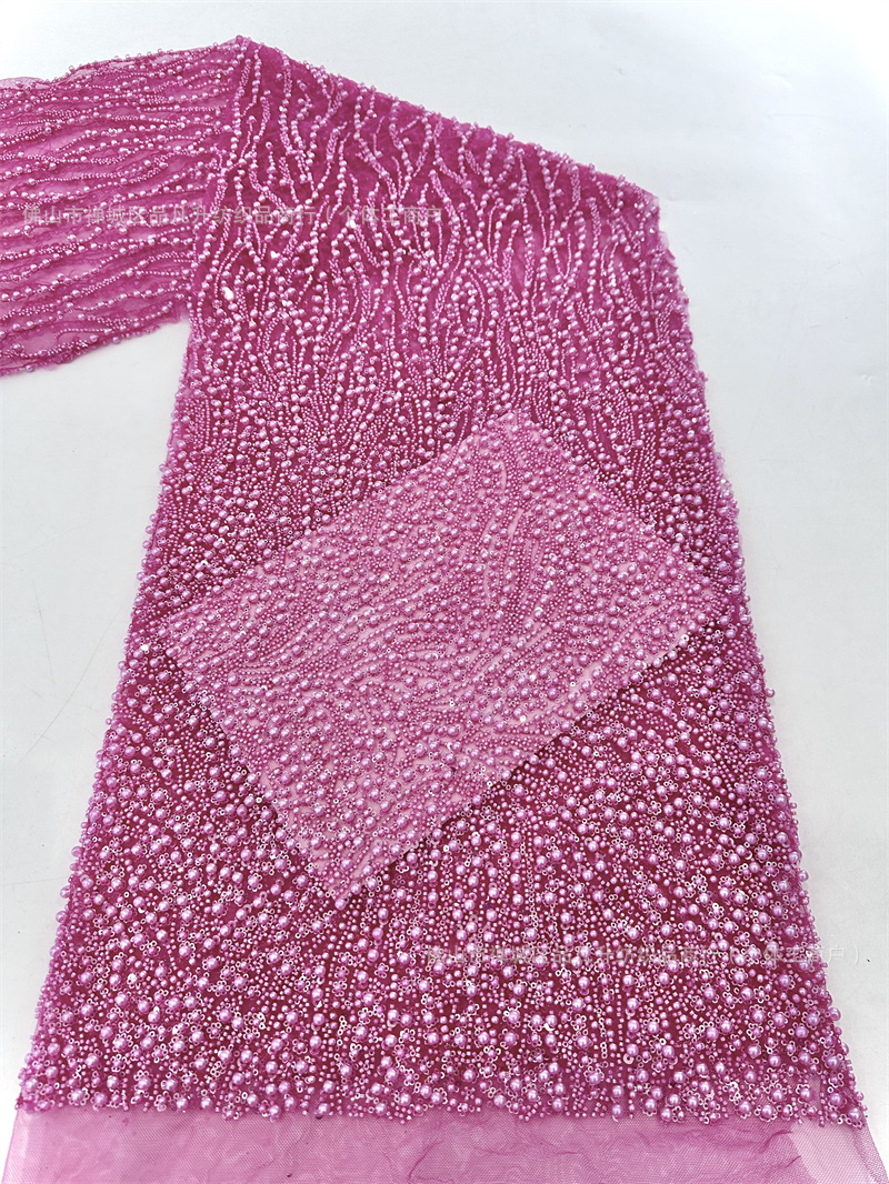 Industria pesada de moda Gao Ding vestido de boda tela tubo de perlas bordado vidrio de bolsas de perlas de comercio exterior transfronterizo LACE