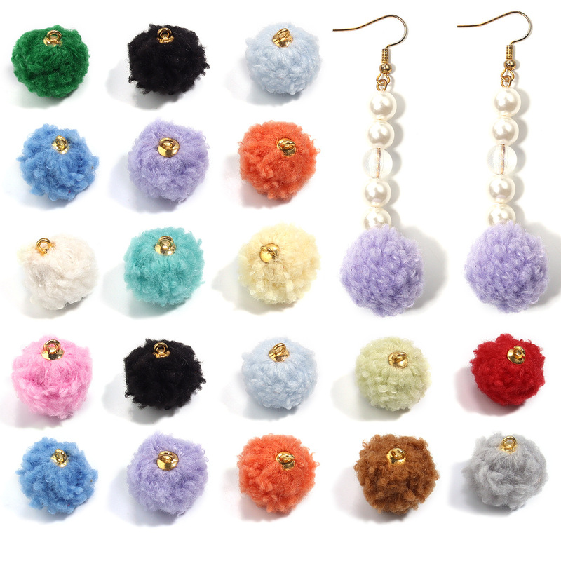 Teddy Fluffy with Hanging Ball Earrings Pendant Keychain Accessories DIY Toy Hair Rope Clothing Shoes and Hats Accessories