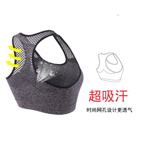Manufacturer wholesale seamless one-piece wire-free mesh sports bra for women yoga running quick-drying vest bra for women