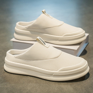Baotou Half-tow Men's Summer 2025 New Flying Woven Mesh Thin Breathable Heeled Casual Sports Men's Cloth Shoes