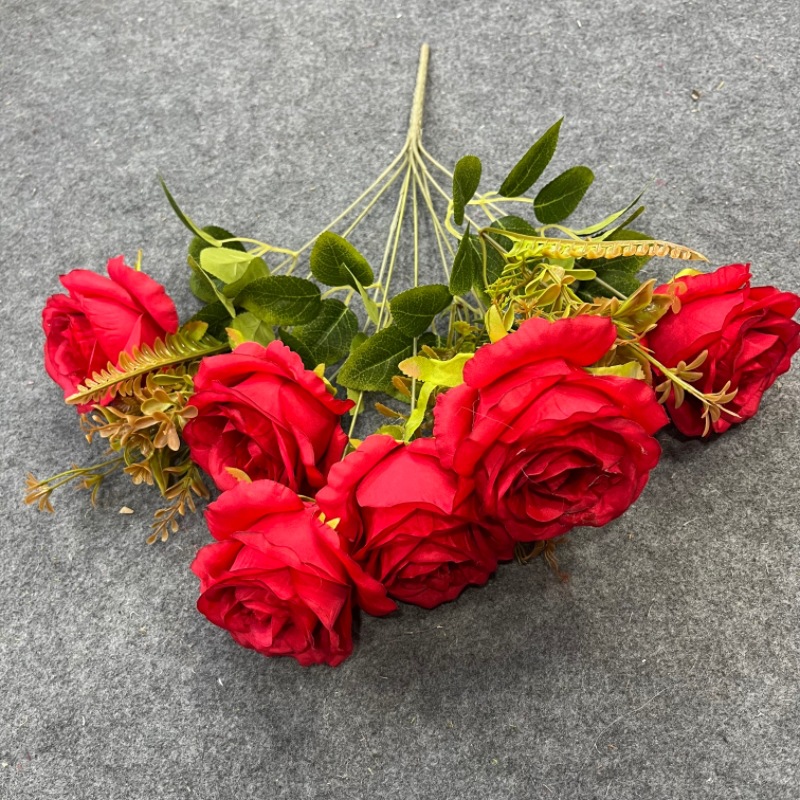 Ramo de Rosas Artificiales de Seda en Relieve para Mesa de Comedor y Boda image 11