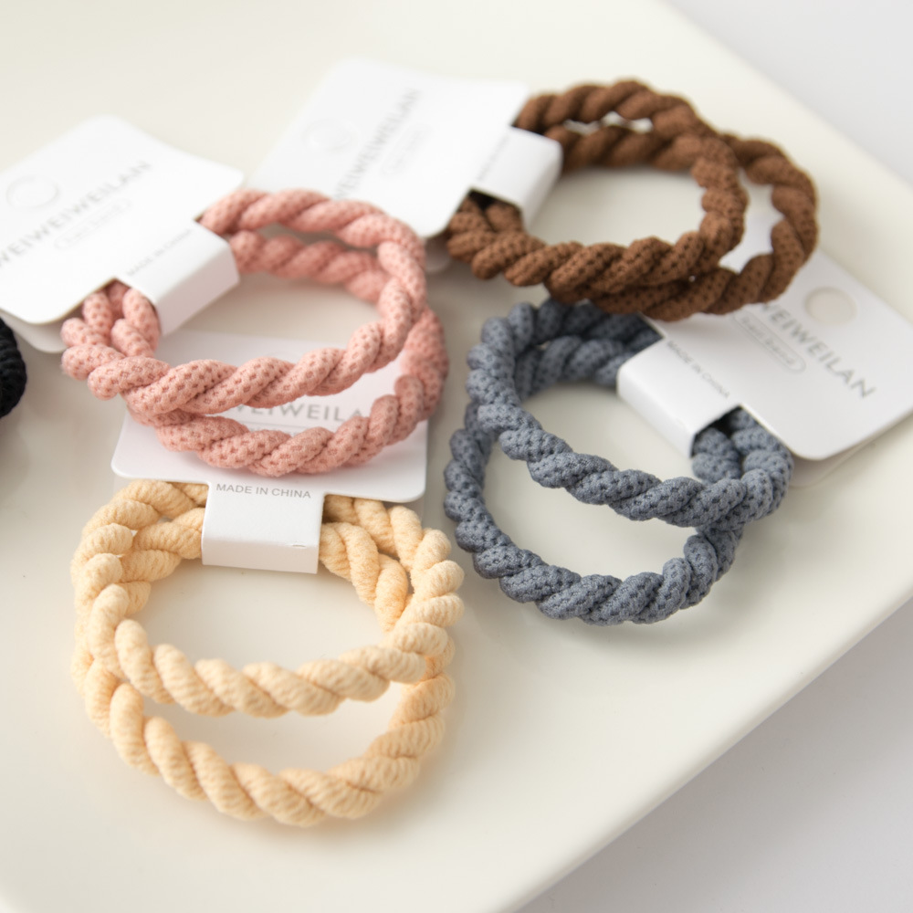 2 Pieces Thick Type Hand-Woven Hair Rope Simple All-Match Commute Hair Band High Elastic Texture Hair Accessories for Women