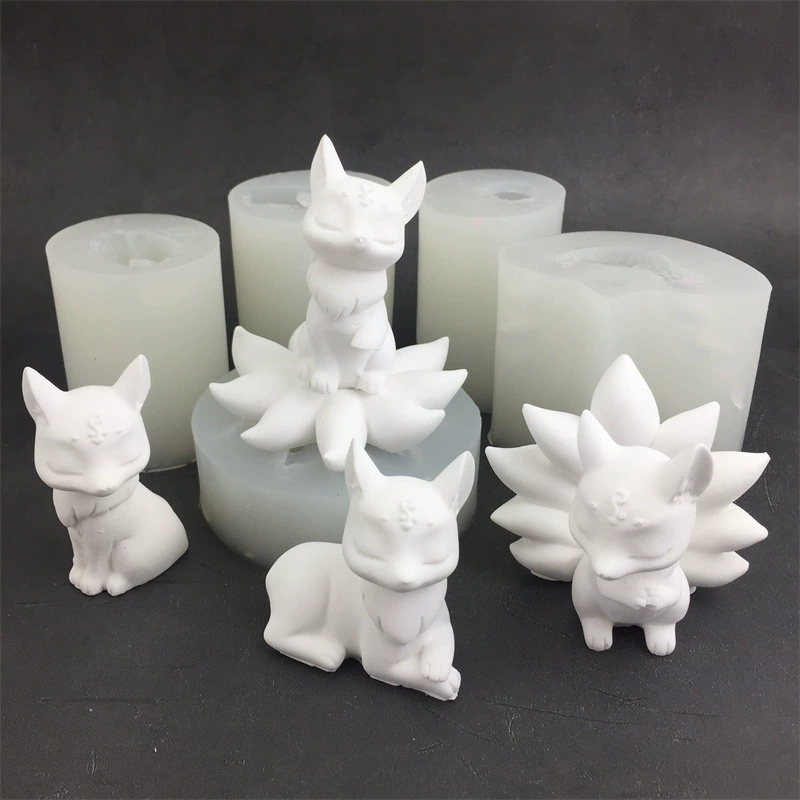 Set, silicone mold, aromatherapy, candle, 2 pieces, fox, handmade