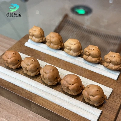 Old Peach Wood Cat-Shaped DIY Accessories Handmade Woven Bracelet Pendant Beads Crafts Accessories Spacer Beads Jewelry
