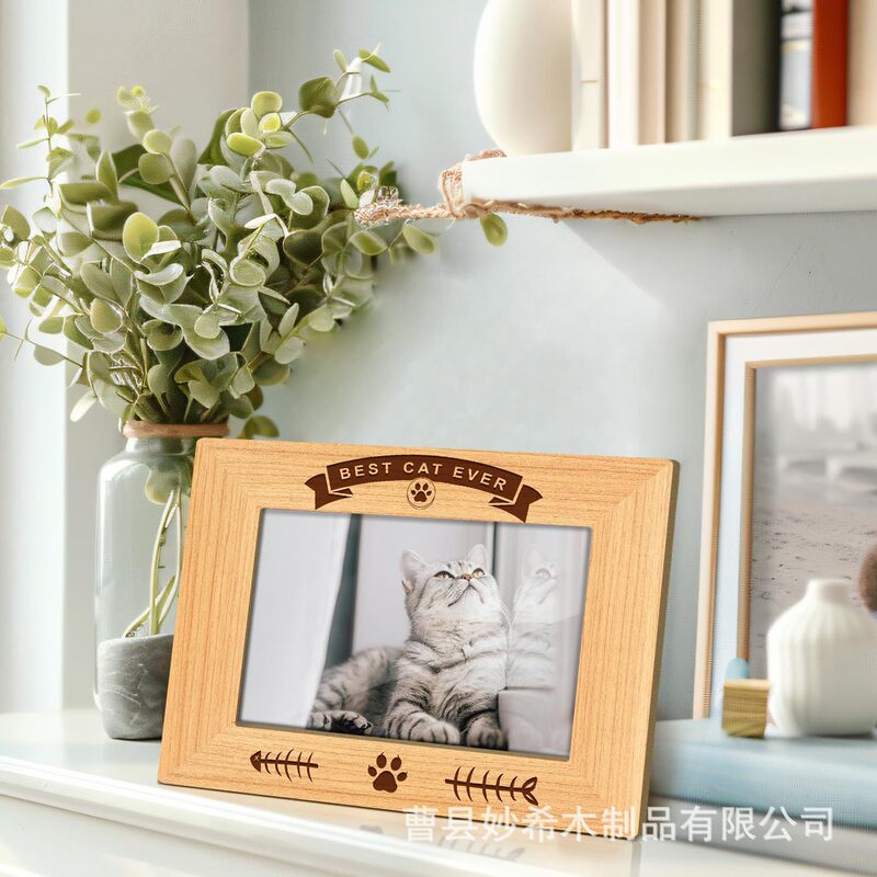 Wooden Photo Frame Pet Photo Album Display Frame DIY Cat and Dog Photo Album Hanger Commemorative Album Table Solid Wood Photo Frame