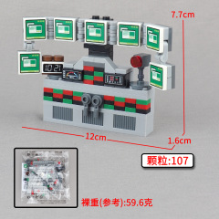 跨境智能电脑研究台积木场景人仔搭配模型装备配件小颗粒组装玩具