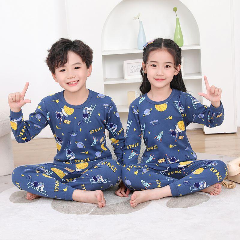 新款儿童纯棉秋衣秋裤套装内衣男童女童棉毛打底衫秋冬家居服童装
