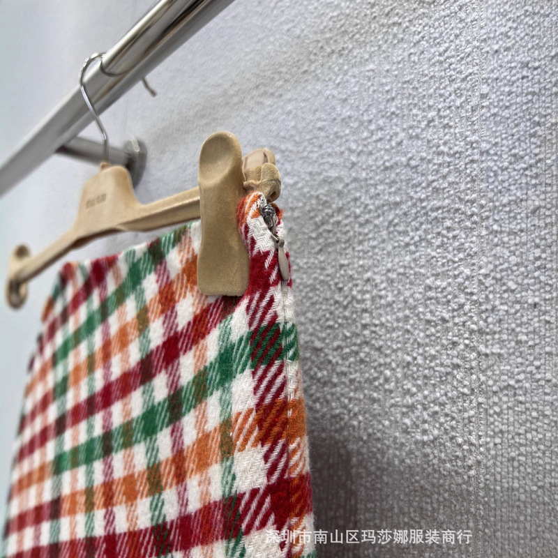25早秋新款女装彩色斜格纹包臀显瘦高腰A字摆半身裙女裙半身裙女|undefined