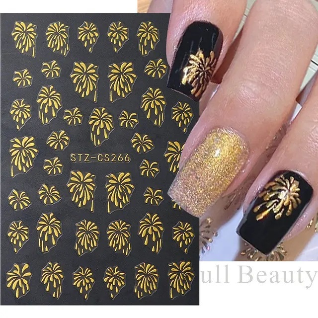 新商品のネット紅新春龍年ネイルシール3d虹花火炎のバックゴム爪貼り卸売りnail|undefined