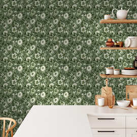 小清新绿色植物花卉客厅墙面装饰壁纸自粘pvc防水雏菊壁式墙纸