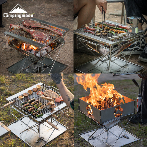 Komen outdoor large, medium and small thickened stainless steel team building camping folding barbecue stove barbecue fire table