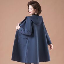 妈妈毛呢外套女中长款秋冬加厚女装大衣宽松加大码中老年风衣高档