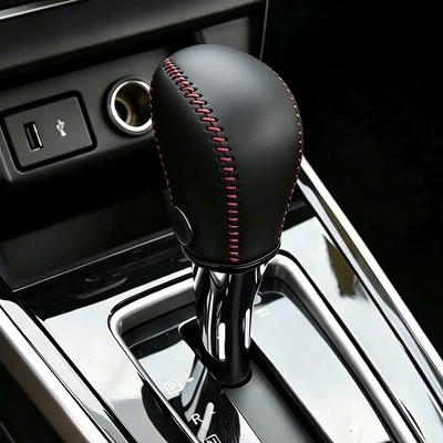 Leather car gear shift knob cover, hand-stitched, for Nissan 2012 New Sylphy, Qida, and Teana models. Also includes a handbrake cover and a gear shift cover