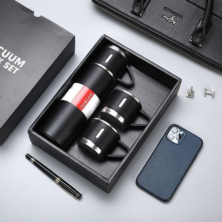 Taza termo Juego de una taza y tres cubiertas Taza de agua caliente de comercio exterior Regalo de empresa a granel Taza publicitaria de la empresa Logotipo personalizado image 7