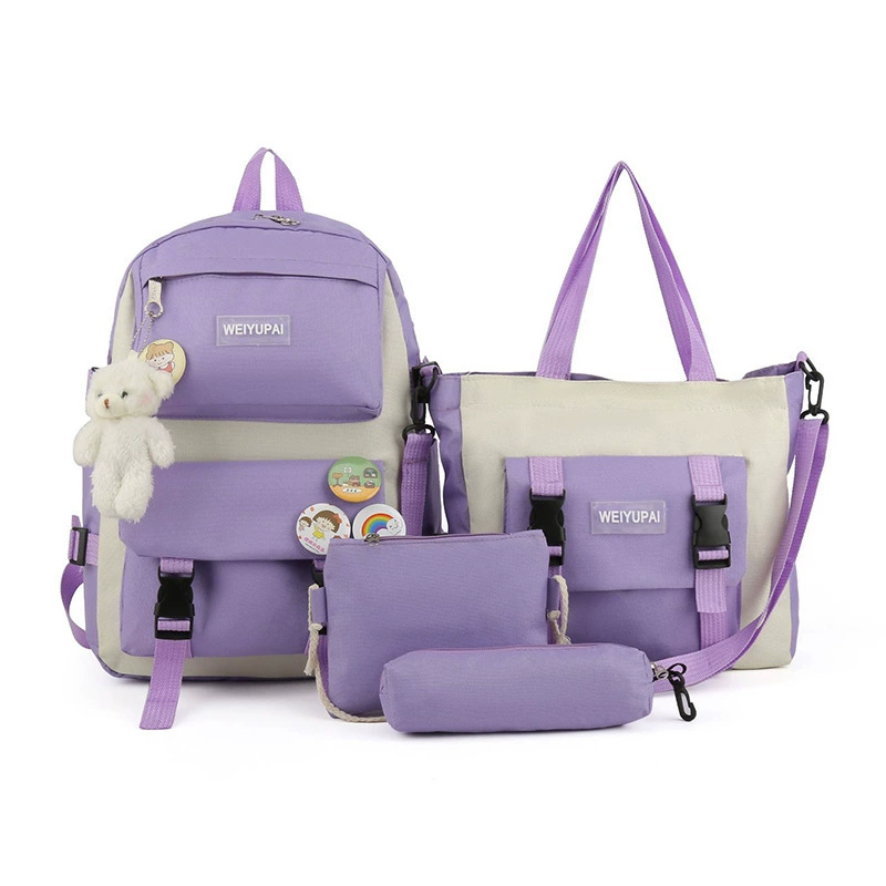 4-Piece Set: Winter Japanese-Style Large-Capacity Backpack with Matching Tote, Crossbody Bag & Pouch