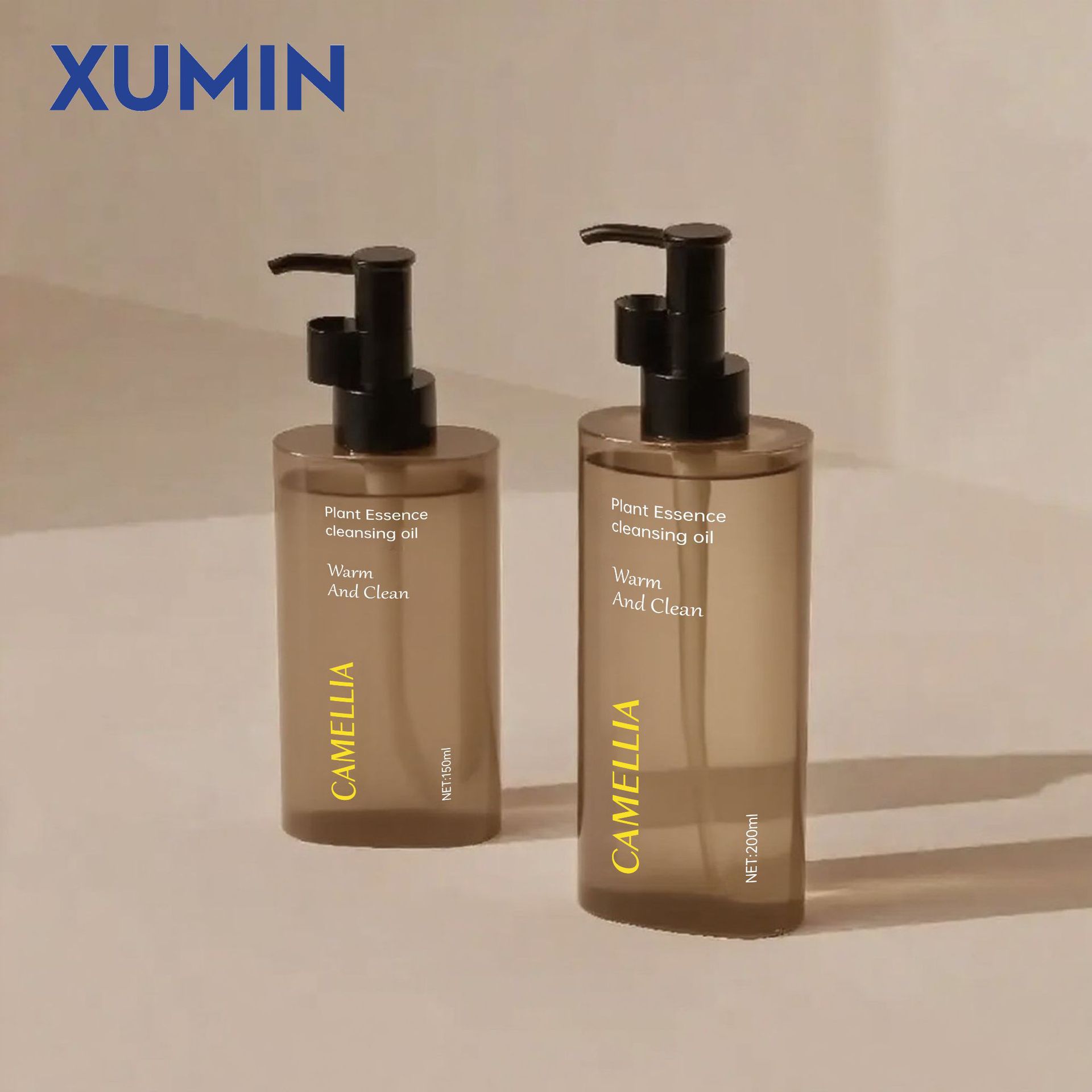 XUMIN botella de bomba de cosméticos 150ml botella de aceite de desmaquillaje transparente 200ml botella de bomba de aceite de esencia