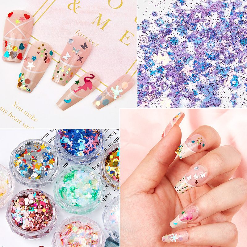 Amazon explosions nail art pop flash high flash ultra-fine glitter sequins ultra-thin PET jewelry flow hemp wholesale