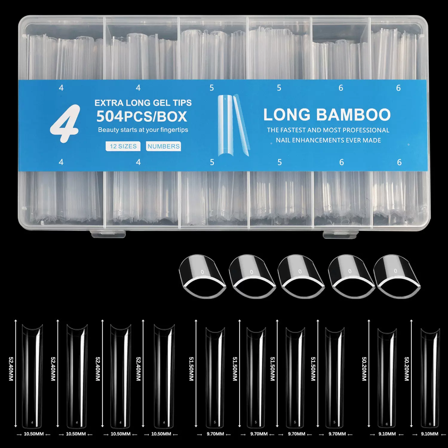 水管平头透明全贴XXXL牛仔504片美甲甲片超长甲片假指甲贴片批发