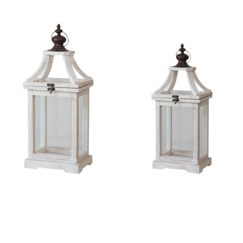 Usted puede vivir lámparas de viento de estilo americano retro hacer viejos vidrios de madera de hierro forjado a prueba de viento candelabros jardín tienda decoración de ventanas
