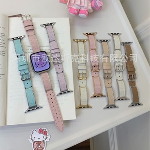 Suitable for Apple Kt Cat Metal Bracelet with Genuine Leather Watch Strap Apple Watches10/9/8/Se/7/65