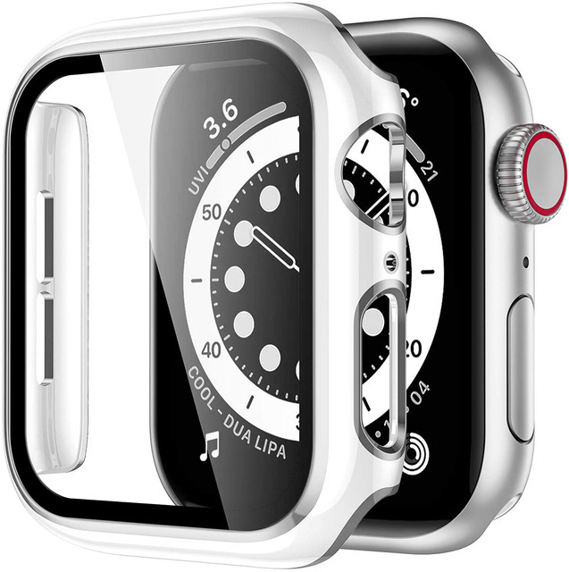 Adecuado para Apple electrochapado colgante tallado PC caso Apple Watch 7/6/SE/5/4321 Vidrio Templado