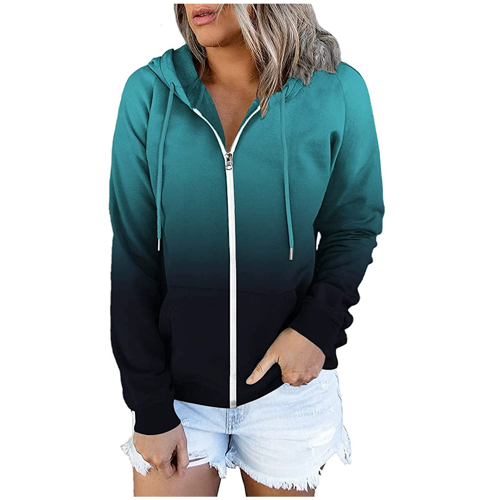 Осень 2021 европейский и американский женский кардиган-пальто Amazon Внешняя торговля с принтом длинный рукав с капюшоном