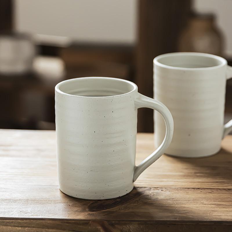 Taza de cerámica mate de alta textura, taza de agua de gran capacidad, taza de avena de leche, taza de café doméstica simple