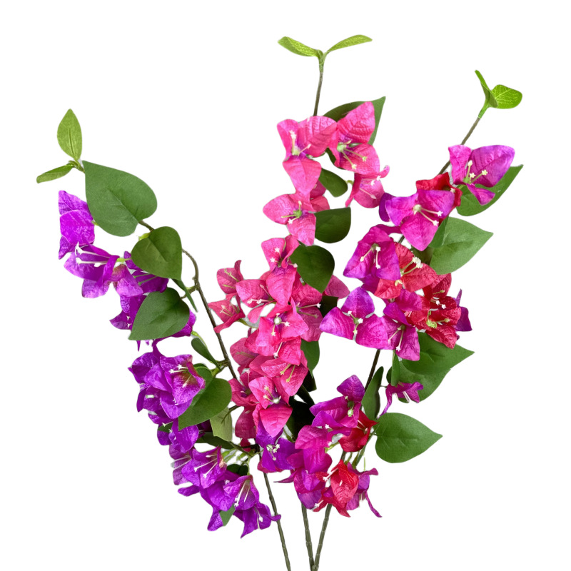 Flor artificial sola rama acabado triángulo Plum boda al aire libre ingeniería decoración escalada vid rododendro flor falsa por mayor
