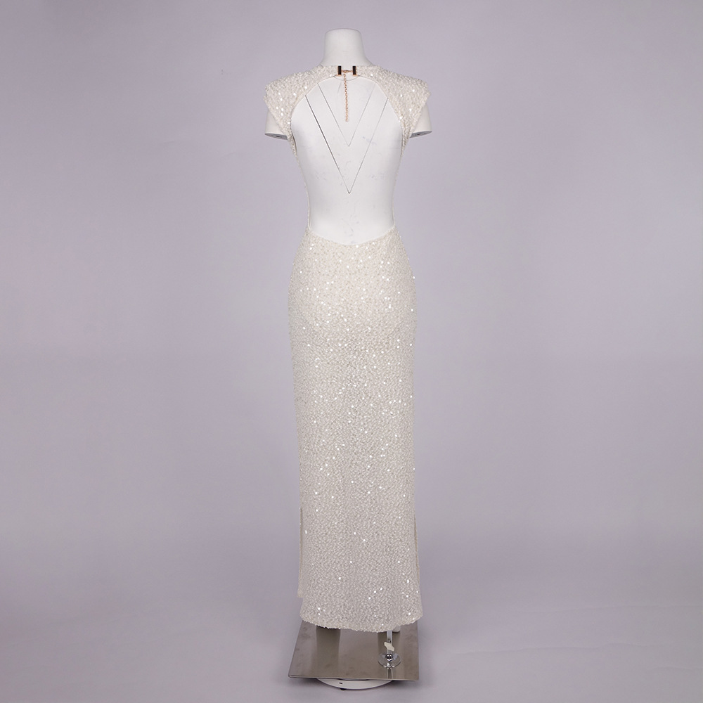 Women's Clothing Sexy Backless Oversized Shoulder Sequined Lace Bridesmaid Dress Australian Design Summer Style_ecoleips.com