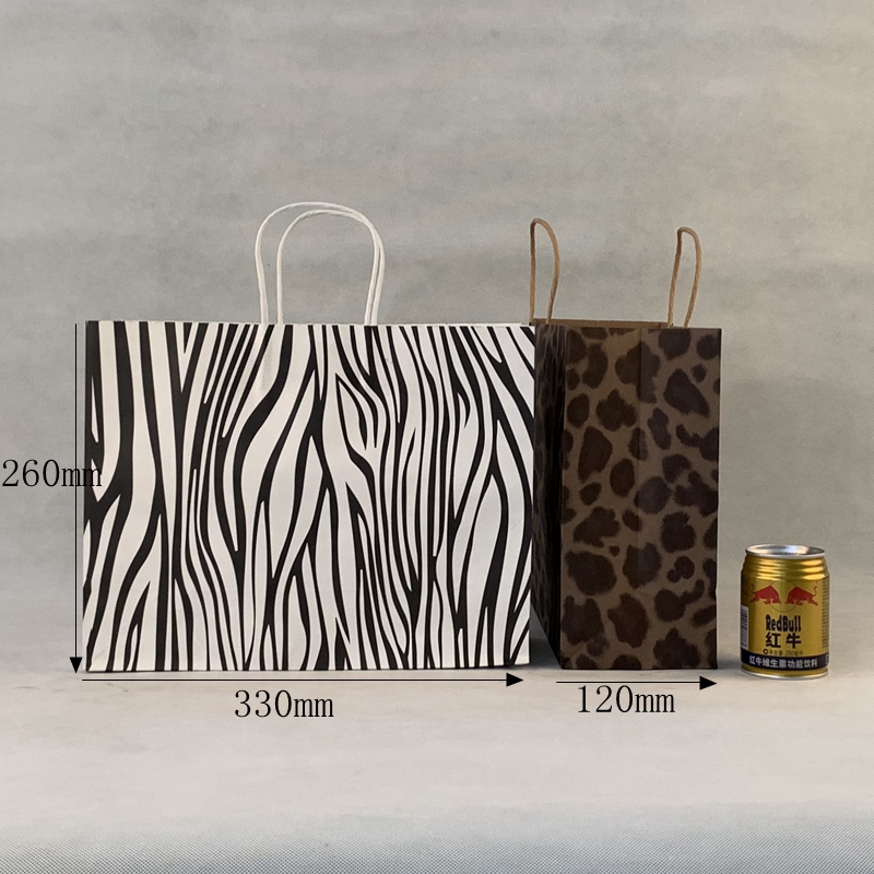 豹纹斑马主题时尚礼品购物纸袋手提袋服装袋包装牛皮袋子现货定