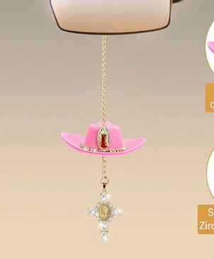 Cross-border New Product Cowboy Hat Car Pendant Love Cross Fashion Car Interior Supplies Car Supplies (Other Automotive Interior Supplies) - cross-pink-hat