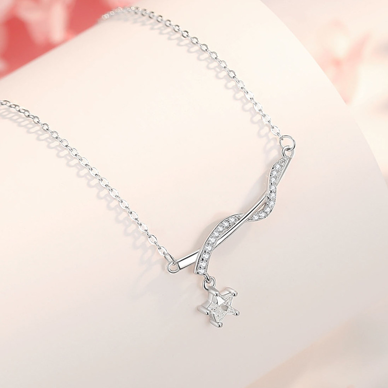 S925 collar de bobinado de estrella de plata esterlina femenino ligero lujo diseño de nicho sentido avanzado 2024 nueva cadena de clavícula de todo fósforo