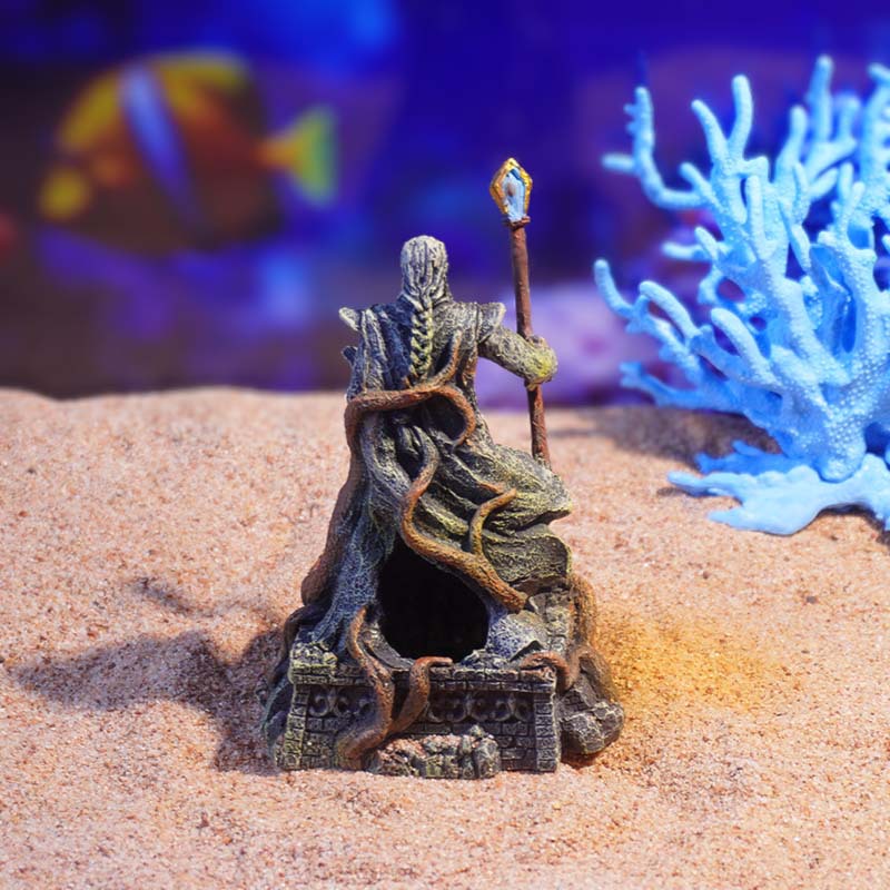 Artesanía de resina Simulación Maestro Faraón Peces ornamentales Evitar Reptiles Pecera Decoración de acuario