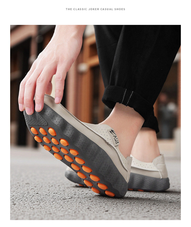 Giày lười nam kiểu mới mùa thu, form nhẹ thoáng khí, đế mềm êm chân, gót vừa 3-5 cm — DX920 màu kaki, DX920 màu xám, DX920 màu đen chi tiết 14