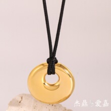 杰鼎欧美不锈钢圆形镂空光面吊坠项链简约百搭项圈跨境金属项饰品