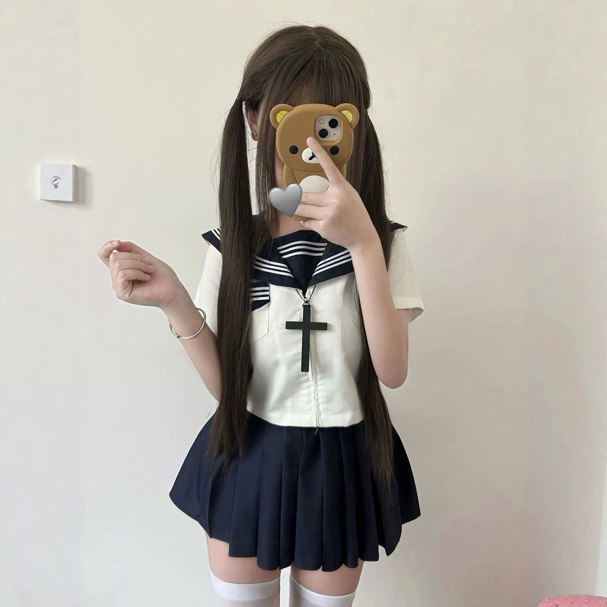 正版原创白三本水手服基础款jk制服绀色百褶裙套装女夏秋日系学院