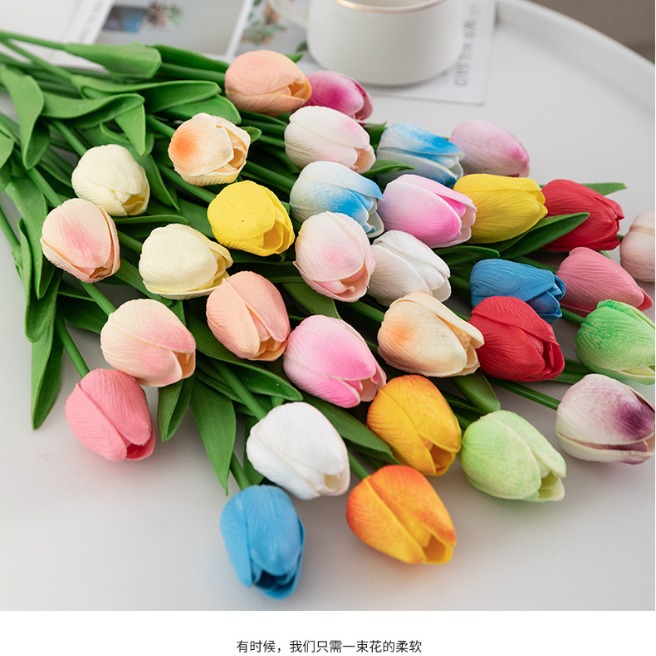 Ins Small Fresh Cross-Border Pu Simulated Tulip Creative Fake Flower Wedding Home Decoration