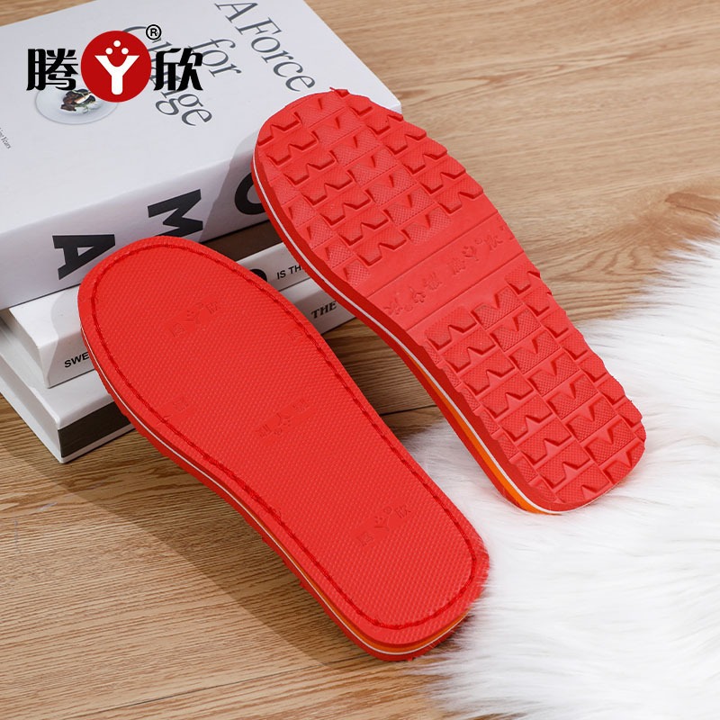 Tengxin 609 rubber sole, non-slip, wear-resistant, soft and elastic, comfortable handmade wool knitted cotton slippers.