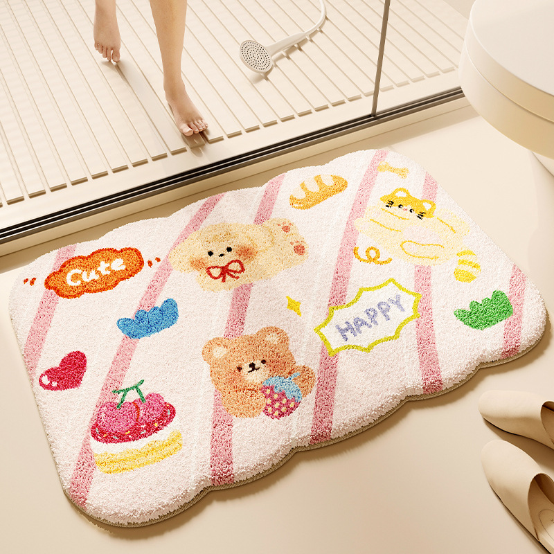 Thick Plush Absorbent Bathroom Floor Mat Imitation Cashmere Carpet Bathroom Toilet Non-Slip Mat Toilet Door Mat