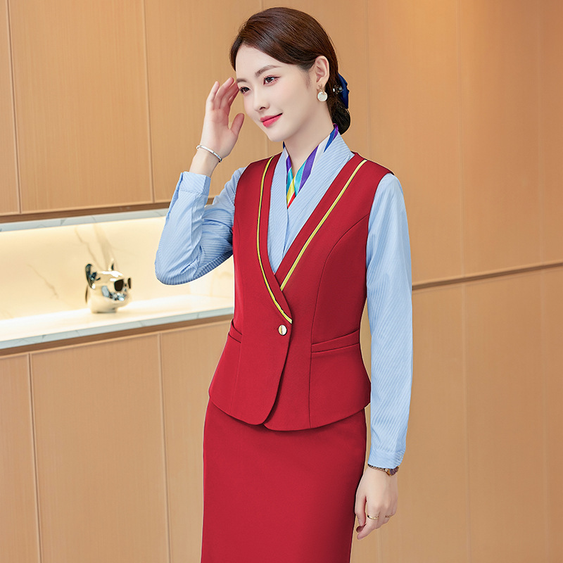 空姐职业套装女时尚气质珠宝店高端西服套裙工作服酒店前台工装潮