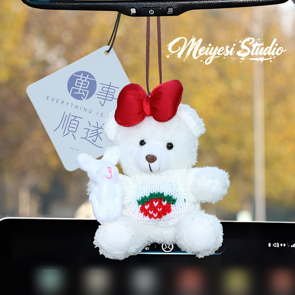 Pequeño oso de peluche colgante de automóviles colgante de automóviles colgante de automóviles espejo retrovisor colgante de automóviles adornos perfumados joyas mujeres
