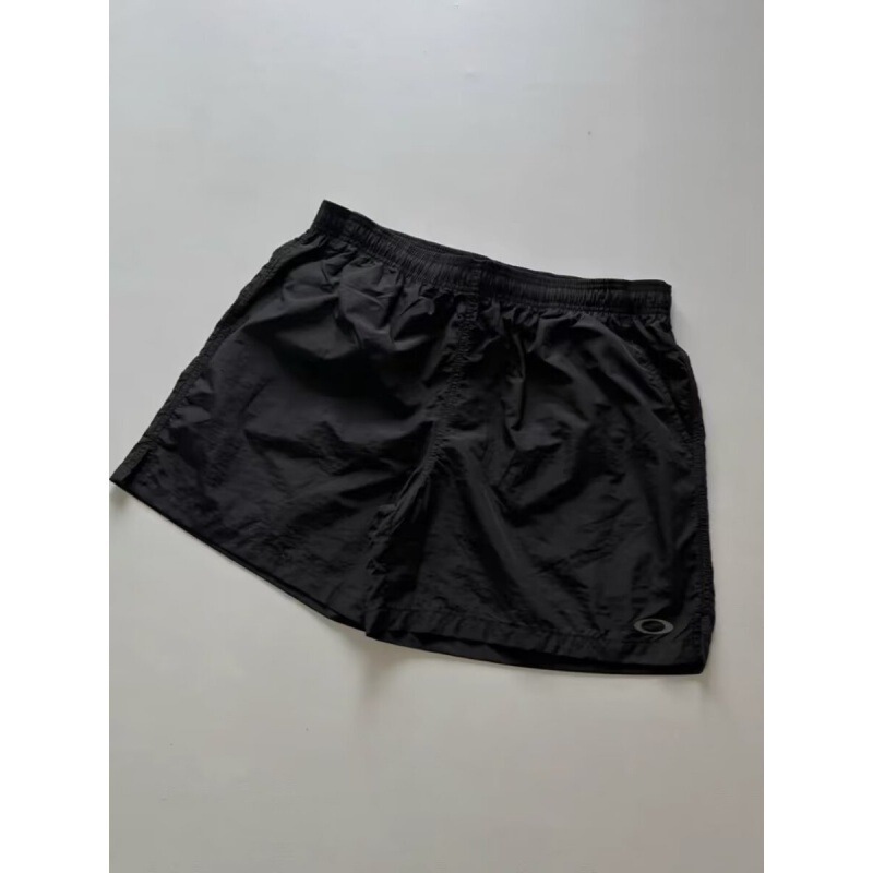 Basic Casual Ice Silk Shorts Men's Summer American New Sports Fitness Travel Lightweight Breathable Quarter Pants Black