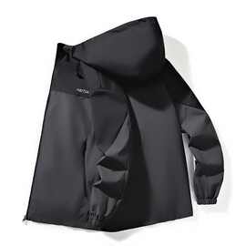 春秋款外套男士潮流工装休闲夹克上衣服薄款连帽褂子轻薄风衣秋季